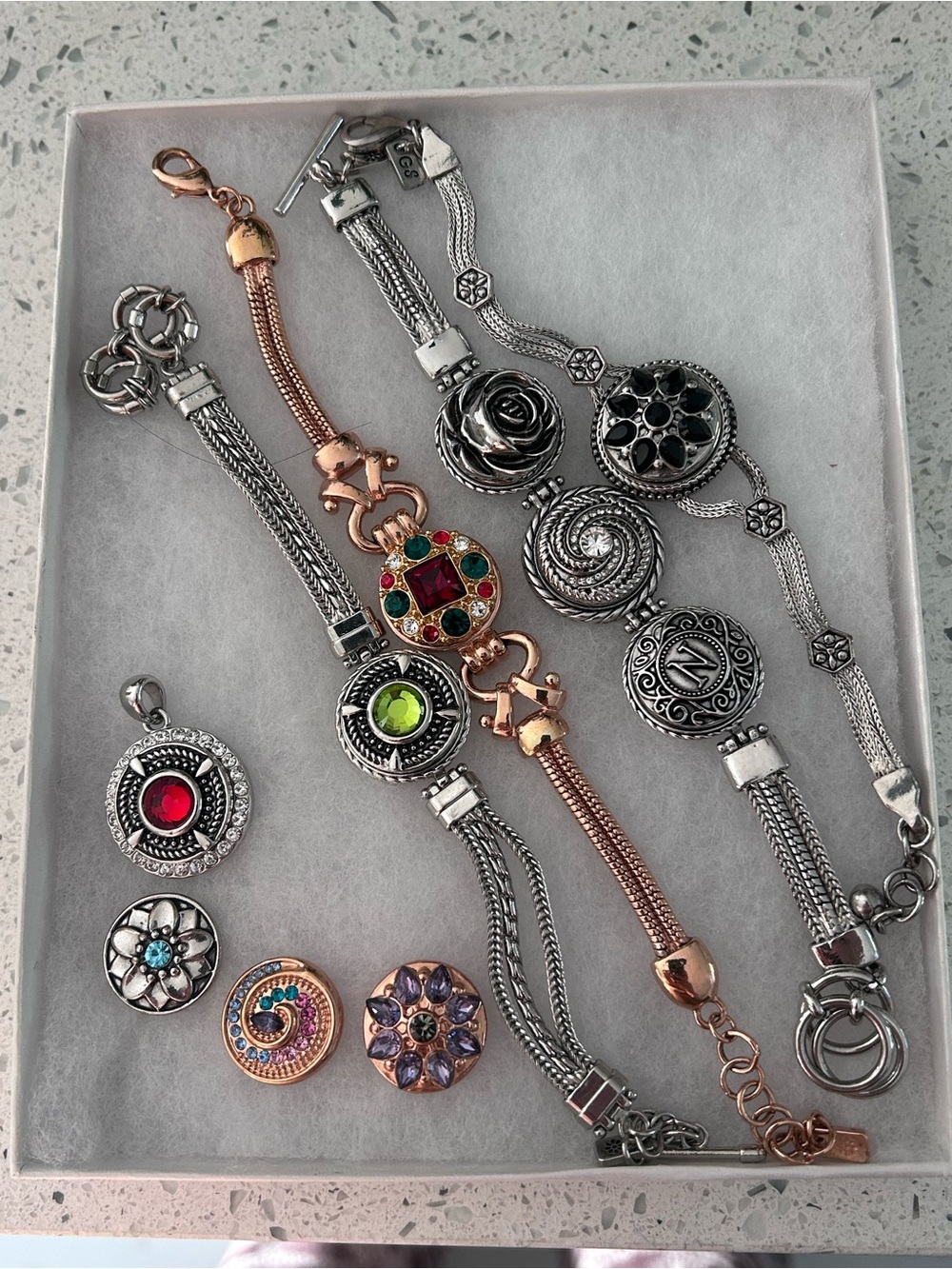 Ginger Snaps Jewelry Lot of Four Bracelets and Multiple Interchangable Snaps